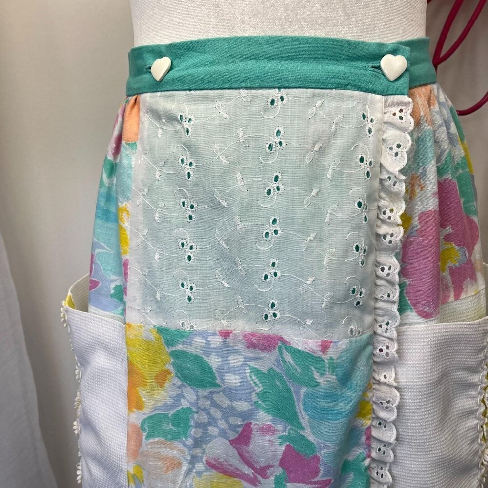 Vintage 60s 70s Patchwork Midi Skirt Ladies Size M/L Cottage Core Prairie Fairy - Picture 4 of 8